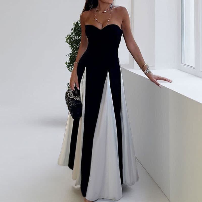 2025 Summer Elegant Floor-length Corset Sleeveless Black and White Spaghetti Strap Slip Long Maxi Bodycon Dress for Women Ladies