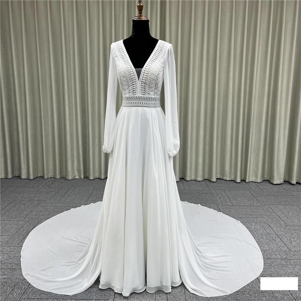 Appliques Sleeveless Open Back Gowns Sexy Bridal Wedding Dress With Detachable Train