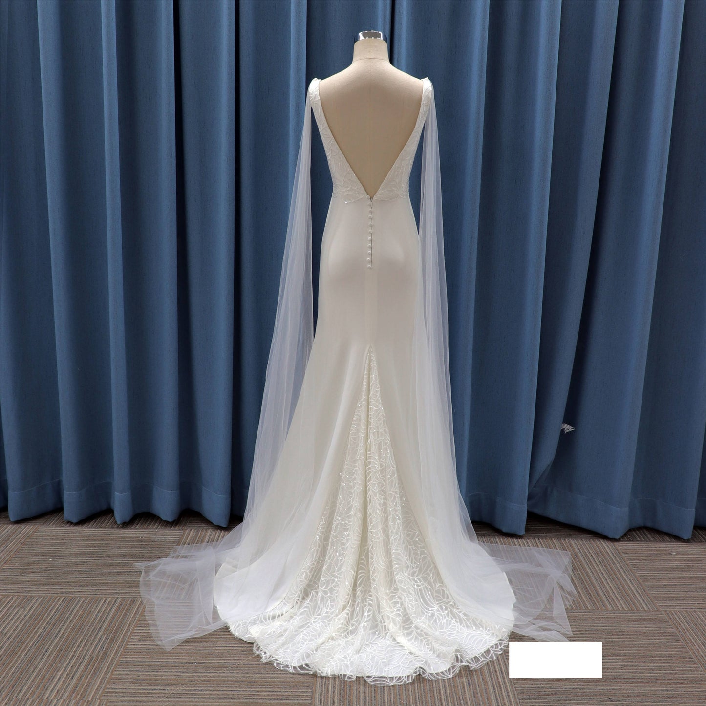Sleeveless v Neckline Sequin Lace Hand-work Small Train Outdoor Wedding Bridal Gown