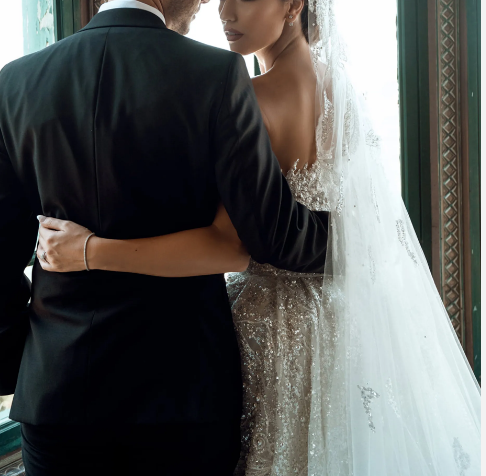 Luxury Beaded Illusion Long Sleeve Detachable Train African Women's Bride Wedding Dresses One Shoulder Bridal Wedding Gowns