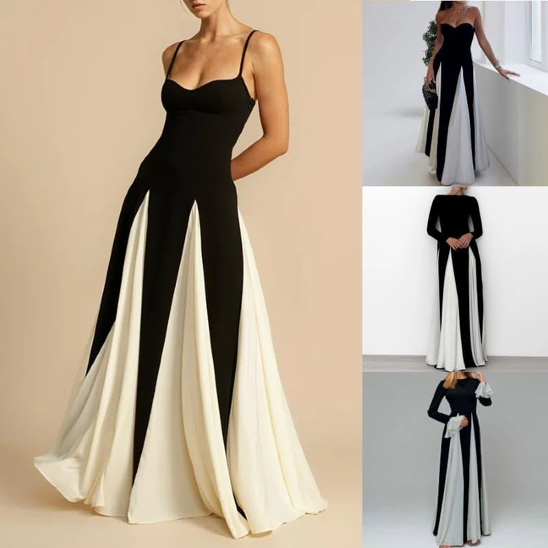 2025 Summer Elegant Floor-length Corset Sleeveless Black and White Spaghetti Strap Slip Long Maxi Bodycon Dress for Women Ladies