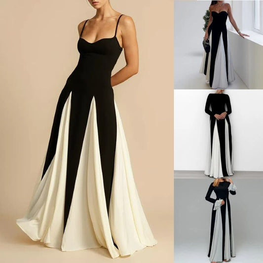 2025 Summer Elegant Floor-length Corset Sleeveless Black and White Spaghetti Strap Slip Long Maxi Bodycon Dress for Women Ladies