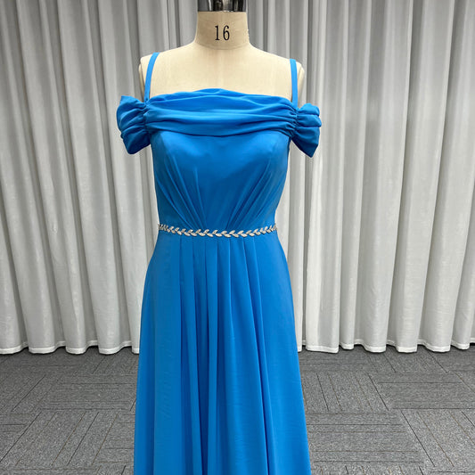 Royal Spaghetti Strap Long Prom Gown Dinner Party Graceful Elegant Women'S Clothing Sky Blue Wedding Evening Dresses