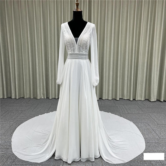Appliques Sleeveless Open Back Gowns Sexy Bridal Wedding Dress With Detachable Train
