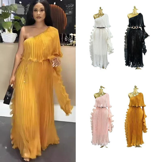 2025 Formal Gala Evening Banquet Elegant Prom Maxi Dress for Women Vestidos Casuals Free Size Sloping Shoulder Organza Dresses