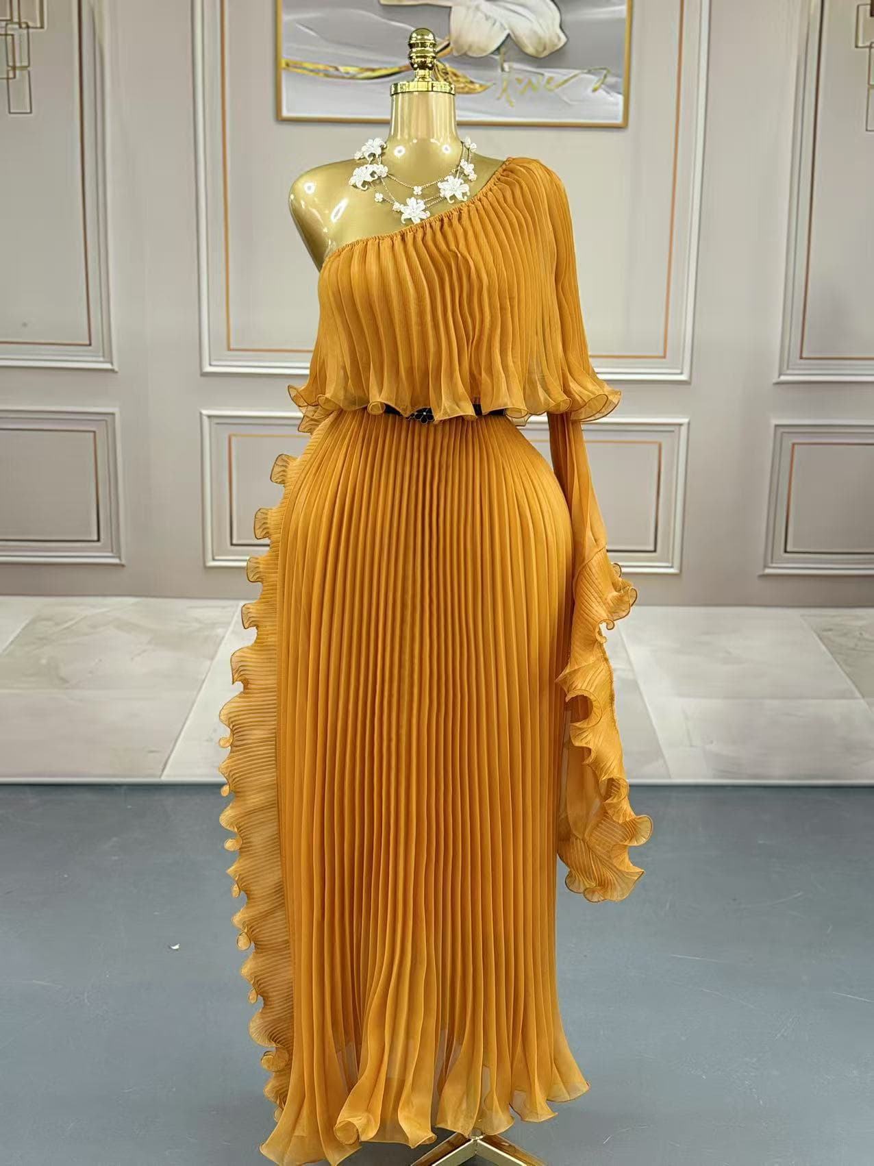 2025 Formal Gala Evening Banquet Elegant Prom Maxi Dress for Women Vestidos Casuals Free Size Sloping Shoulder Organza Dresses