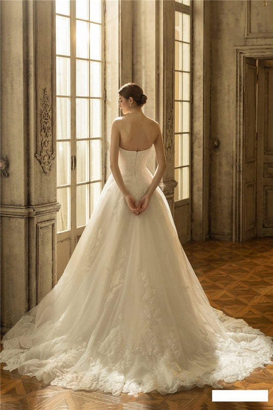 Handmade Sleeveless Lace Applique off Shoulder Sexy Wedding Dress