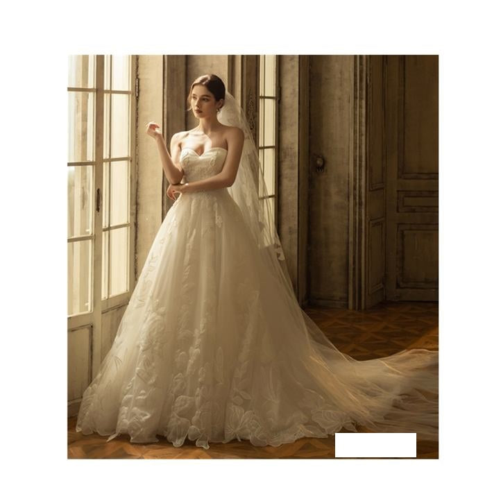 Handmade Sleeveless Lace Applique off Shoulder Sexy Wedding Dress