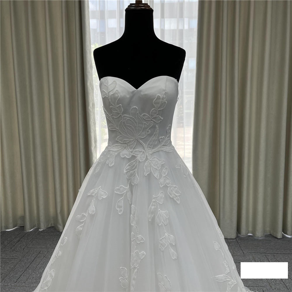 Handmade Sleeveless Lace Applique off Shoulder Sexy Wedding Dress