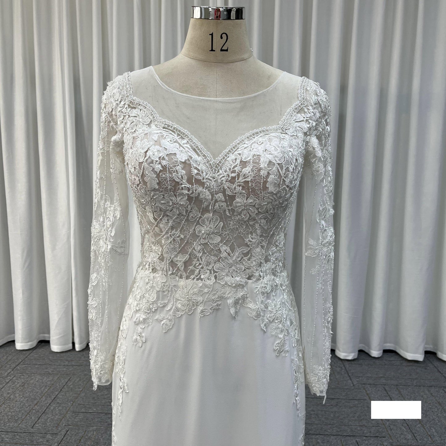 V Neck Bridal Gowns Elegant Women's Long Sleeve Satin Lace Back Prom Dresses High-end Bridal Wedding Dresses